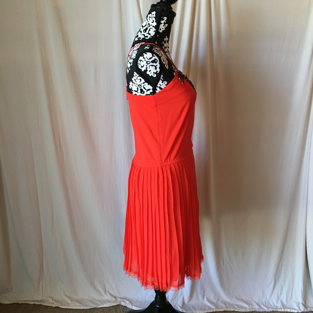 Victoria's Secret 2010 Red Satin Black Rhinestone Embellished Dress, Size XS - Picture 9 of 15